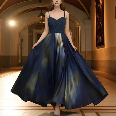 Affordable Luxury Slip Dress With A Sweetheart Neckline Cinched Waist And Ombre Satin Finish
