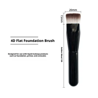 4D straight angle liquid foundation brush-black-fiber wool + aluminum tube + wooden handle-1 stick