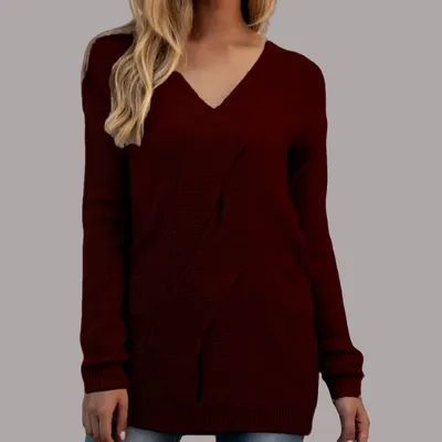 Womens Long-sleeved Knitted Sweater