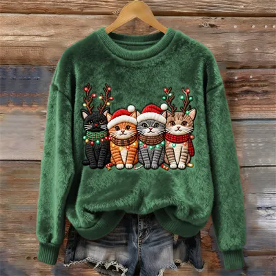 3D-printed Christmas Flannel Womens Crewneck Hoodie