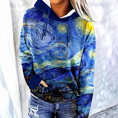 3D Digital-Print Casual Streetwear Womens Pullover Hoodie