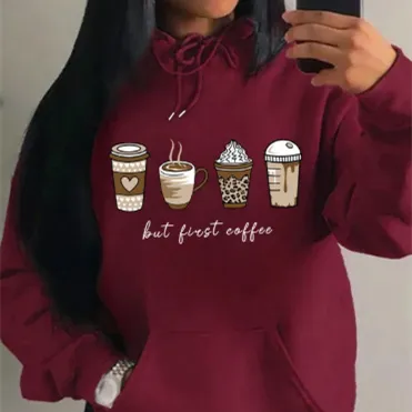 But First Coffee Cartoons Drinks Pattern