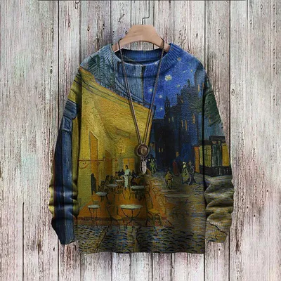 Abstract Style Digital Printing Drop-shoulder Long-sleeve Women's Sweater Casual All-matching